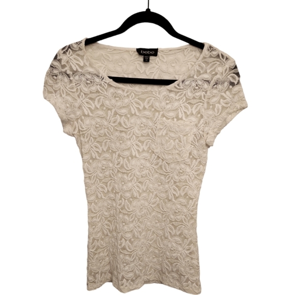 bebe Tops - Bebe Floral Lace Cap Sleeve Top Size XS